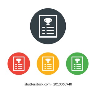 Ranking List Of The Champion, Winner Icon. Paper With Trophy Symbol