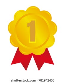 ranking medal icon illustration. 1st place (gold) 