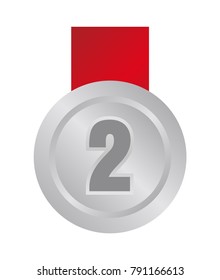 Ranking medal icon illustration. 2nd place (silver)