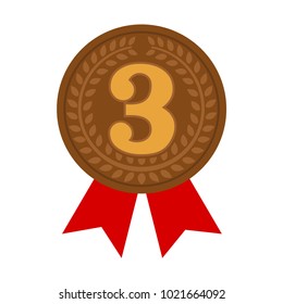 ranking medal icon illustration. 3rd place, bronze 