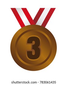 ranking medal icon illustration. 3rd place (bronze) 