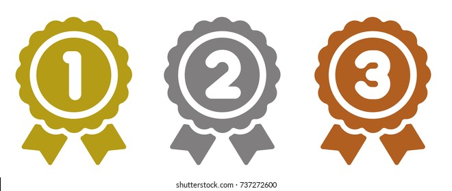 ranking medal icon illustration set. from 1st place to 3rd place (gold/silver/bronze).