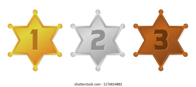 ranking medal icon set ( sheriff badge) 