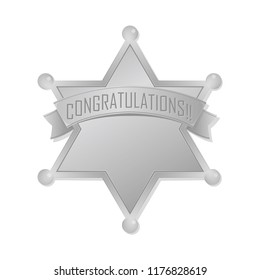 ranking medal icon / silver ( sheriff badge) . Text space.