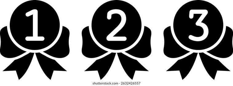 Ranking Medal Isolated Vector Icon Set
