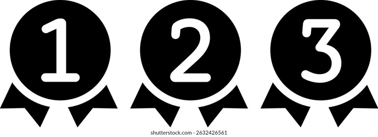 Conjunto de iconos de Vector aislado de medalla de clasificación