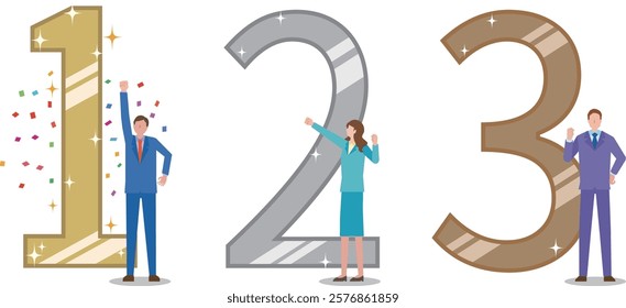 Ranking numbers and men and women illustration
