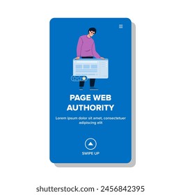 ranking page web authority vector. backlinks content, trustworthiness credibility, links reputation ranking page web authority web flat cartoon illustration