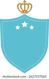 Quadro de escudo de classificação com coroa, ouro e azul ver.