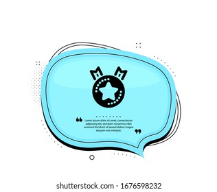 Ranking star icon. Quote speech bubble. Winner medal sign. Best rank symbol. Quotation marks. Classic ranking star icon. Vector