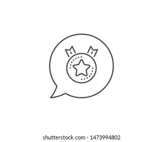 Ranking star line icon. Chat bubble design. Winner medal sign. Best rank symbol. Outline concept. Thin line ranking star icon. Vector