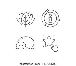 Ranking star line icon. Chat bubble, info sign elements. Click rating sign. Best rank symbol. Linear ranking star outline icon. Information bubble. Vector