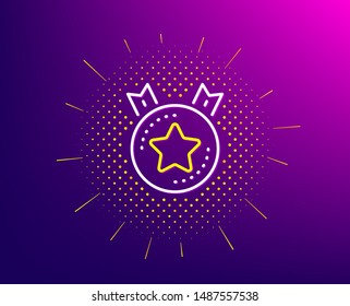 Ranking star line icon. Halftone pattern. Winner medal sign. Best rank symbol. Gradient background. Ranking star line icon. Yellow halftone pattern. Vector