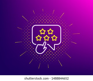 Ranking star line icon. Halftone pattern. Click rating sign. Brand ambassador rank symbol. Gradient background. Ranking star line icon. Yellow halftone pattern. Vector