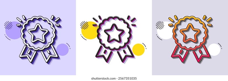Ranking star line icon. Halftone dotted pattern. Gradient icon with grain shadow. Winner medal sign. Best rank symbol. Line ranking star icon. Various designs. Vector