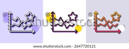 Ranking star line icon. Halftone dotted pattern. Gradient icon with grain shadow. Stars rating sign. Best stats rank symbol. Line ranking stars icon. Various designs. Vector