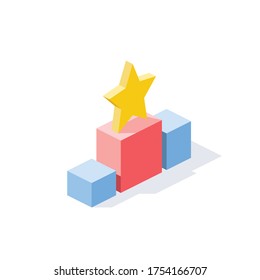 Ranking star. Vector 3d isometric, color web icon, new flat style. Creative illustration design, isolated graphic idea for infographics.