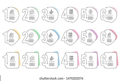 Ranking stars, Approved and Analysis graph line icons set. Infographic timeline. Block diagram, Swipe up and Dryer machine signs. Winner results, Chat message, Targeting chart. Algorithm path. Vector