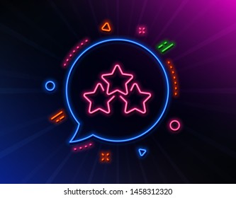 Ranking stars line icon. Neon laser lights. Star rating sign. Best rank symbol. Glow laser speech bubble. Neon lights chat bubble. Banner badge with ranking stars icon. Vector