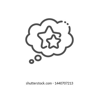 Ranking stars speech bubble line icon. Star rating sign. Best rank symbol. Quality design element. Linear style ranking stars icon. Editable stroke. Vector