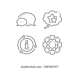 Ranking stars speech bubble line icon. Chat bubble, info sign elements. Star rating sign. Best rank symbol. Linear ranking stars outline icon. Information bubble. Vector