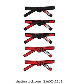 Ranking stripes black red belt adult Brazilian jiu-jitsu vector design