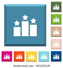 Ranking white icons on edged square buttons in various trendy colors