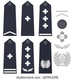 Ranks and insignia of the police of the world. Illustration on white background.