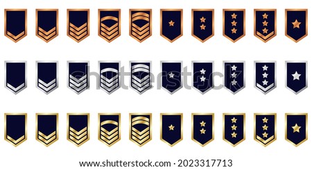 Ranks for shooter games. There are 3 categories: bronze silver and gold