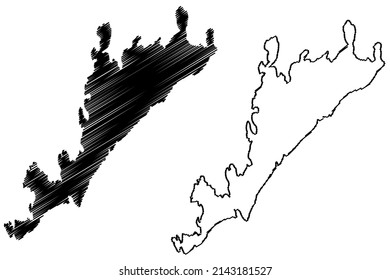 Rano island (Kingdom of Sweden) map vector illustration, scribble sketch Ranö map
