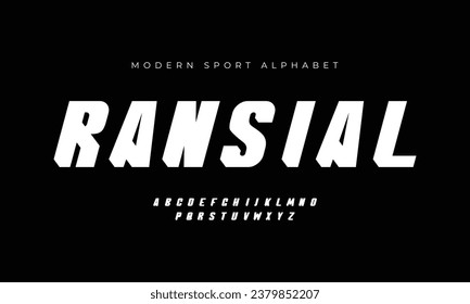 RANSIAL minimal tech font letter set. Luxury vector typeface for company. Modern gaming fonts logo design.