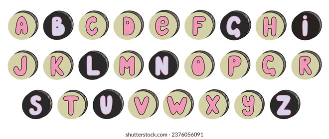 Ransom note alphabet. Set of letters in circles. Vector.