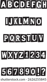 Ransom Note Retro typography font lettering ABC cartoon vector text