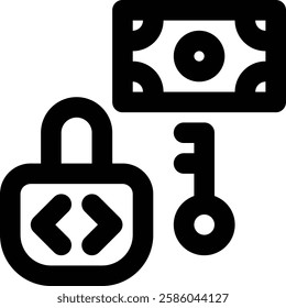 Ransomware Attack, Cyber Attack Outline Icon