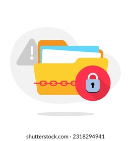 ransomware attack, locked folder file  concept illustration flat design vector eps10. graphic element for landing page ui, icon, infographic