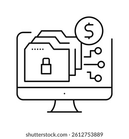 ransomware cyber crime line icon vector. ransomware cyber crime sign. isolated contour symbol black illustration