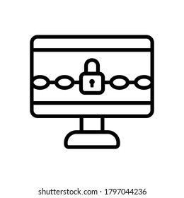 Ransomware Desktop Icon. Simple Line, Outline Vector Elements Of Hacks Icons For Ui And Ux, Website Or Mobile Application