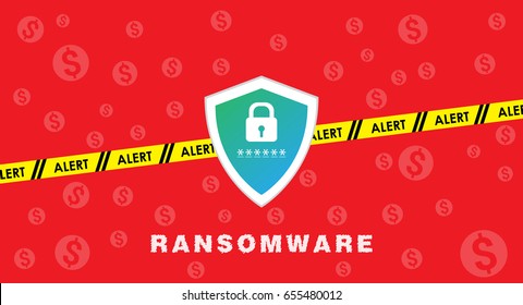 Ransomware digital threat vector illustration. Cyber scam poster and banner design. Spyware, Malware and Ransomware creative concepts.