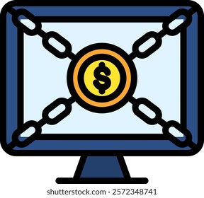 Ransomware Icon Lineal Color Vector Illustration