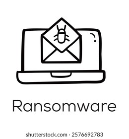 Ransomware Icon – Screen with Lock Representing Data Hijacking Threats