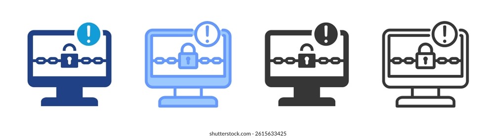 Ransomware icon set multiple style collection