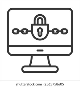 Ransomware Icon Vector Illustration Outline Style