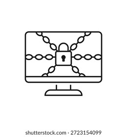 Ransomware Laptop-Computersymbol. Einfache Linie, Umriss Vektor Elemente von Hacks Symbole für ui und ux, Website oder mobile Anwendung