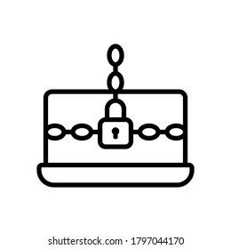 Ransomware Laptop Icon. Simple Line, Outline Vector Elements Of Hacks Icons For Ui And Ux, Website Or Mobile Application