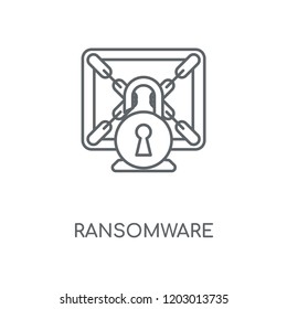 Ransomware linear icon. Ransomware concept stroke symbol design. Thin graphic elements vector illustration, outline pattern on a white background, eps 10.