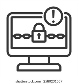 Ransomware Outline Icon Vector Illustration