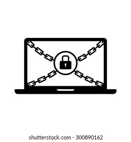 Ransomware / ransom ware on a laptop flat vector icon for apps and websites
