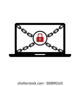 Ransomware / Ransom Ware On A Laptop Flat Vector Icon For Apps And Websites