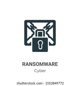 Ransomware vector icon on white background. Flat vector ransomware icon symbol sign from modern cyber collection for mobile concept and web apps design.