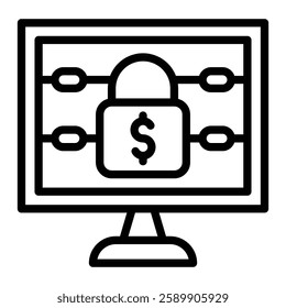 Ransomware Vector Line Icon Design For Personal And Commercial Use